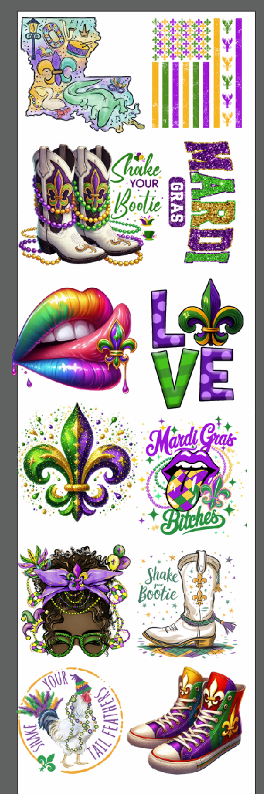 mardi gras gang sheet 22-72 $35.00 each